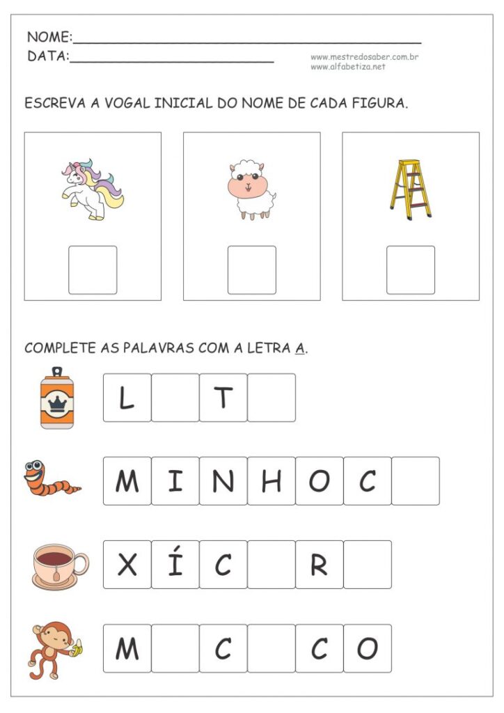 3 - Atividades com Vogais 1 ano